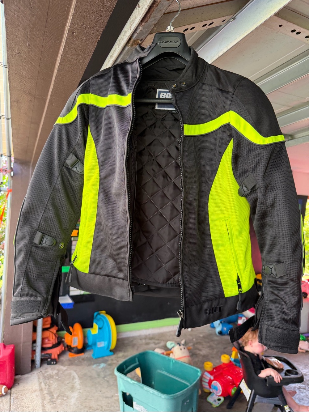 Women’s Black & Hi-Vis Yellow Motorcycle Jacket
